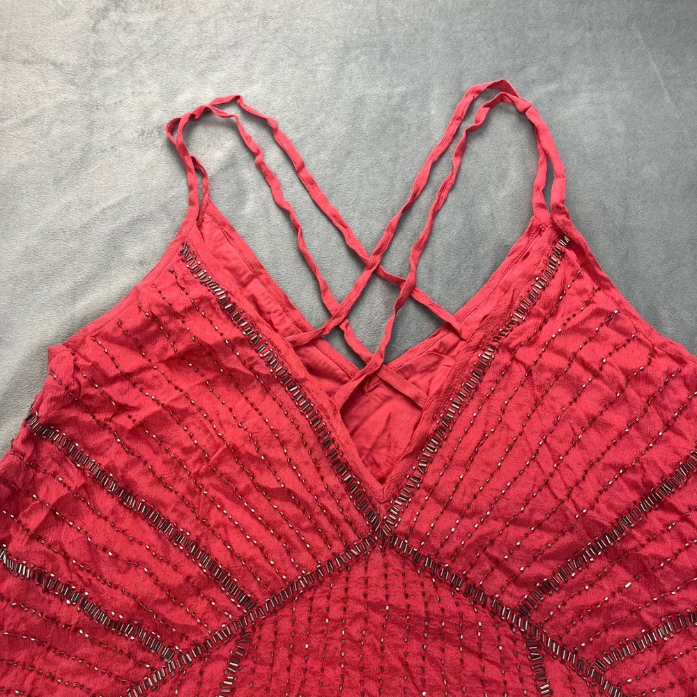 NWT Anthropologie x Ranna Gill Art Deco  V‎ Neck Strappy Cami Red XS - Picture 9 of 9